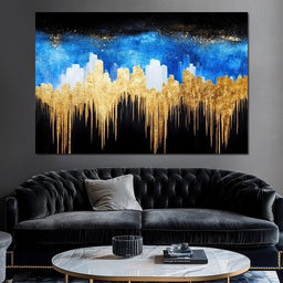 Golden Cityscape Skyline Elegance - NicheCanvas