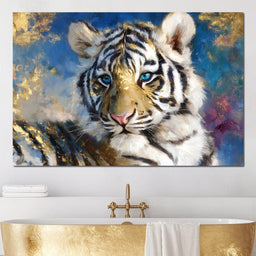 Golden Frost Tiger Portrait - NicheCanvas