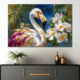 Gilded Flamingo Garden Glow - Neal Hackett - NicheCanvas