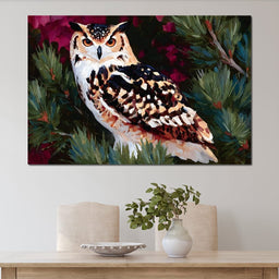 Autumn Pines Watchful Owl - NicheCanvas