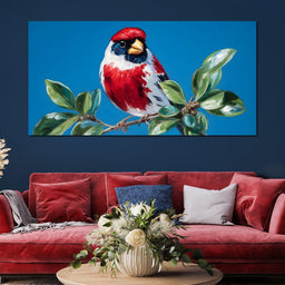 Radiant Plumage on Sky Branch - NicheCanvas