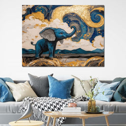 Elephant in Golden Clouds Majesty - NicheCanvas