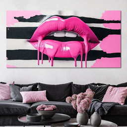 Luscious Pink Tantalizing Lips - NicheCanvas