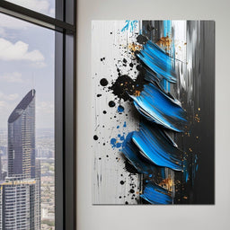 Sapphire Strokes Gold Specks  - NicheCanvas