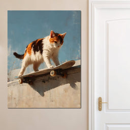 Calico Cat Skateboard Ride - NicheCanvas