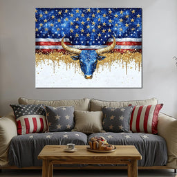 Stars and Stripes Bull Odyssey - NicheCanvas