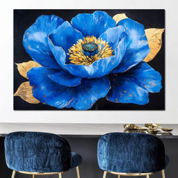 Golden Petal Azure Bloom - NicheCanvas