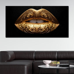 Golden Lips Elegance Illumination - NicheCanvas