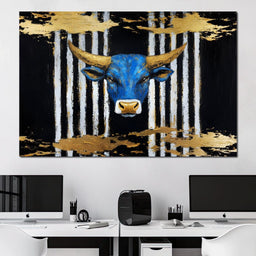 Golden Bull Radiance in Forest - Alicia Smith - NicheCanvas