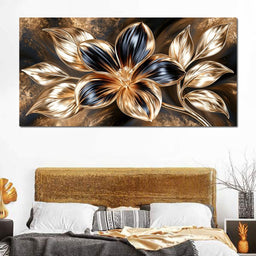 Gilded Petals Upon Liquid Shadows - NicheCanvas