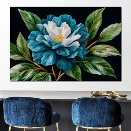 Flourishing Blue Elegance - NicheCanvas