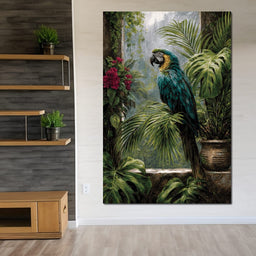 Rainforest Macaw Perch Scene - NicheCanvas