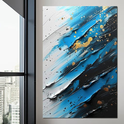 Sapphire Strokes Gold Specks 1 - NicheCanvas