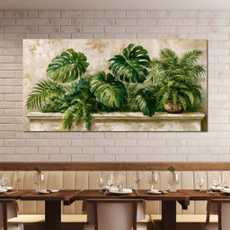 Sun Dappled Foliage On A Plaster Ledge - NicheCanvas