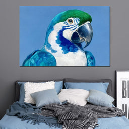 Majestic Cyan Parrot Portrait - NicheCanvas