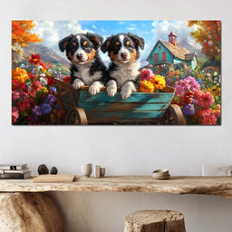 Puppy Paradise in Bloom - NicheCanvas
