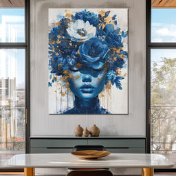 Sapphire Bloom Silhouette - NicheCanvas