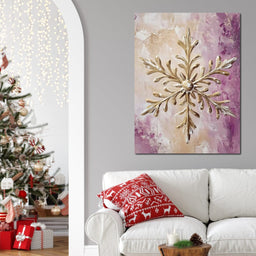 Golden Snowflake Abstract Glow - NicheCanvas