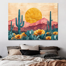 Desert Bloom Sunlit Peaks - NicheCanvas