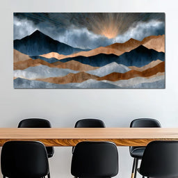 Gilded Peaks Beyond The Clouds - NicheCanvas