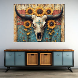 Sunflower Skulls Vintage Charm - NicheCanvas