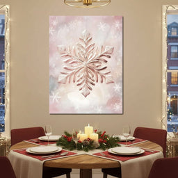 Rose Glimmer Snowflake Elegance - NicheCanvas