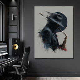 Midnight Saxophone Silhouette - NicheCanvas