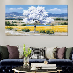 White Blossom Meadow Vista - NicheCanvas