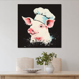 Cheerful Chef Piglet - NicheCanvas