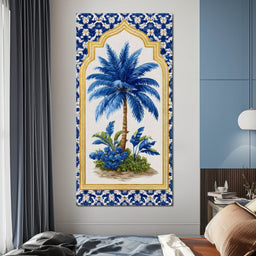 Tropical Elegance Blue Palm - NicheCanvas