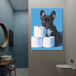 Frenchie Guarding Toilet Rolls - NicheCanvas