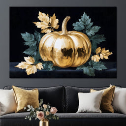 Golden Pumpkin Autumn Elegance - NicheCanvas