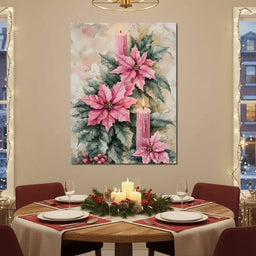 Festive Poinsettia Candle Glow - NicheCanvas
