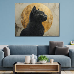 Golden Feline Aura Portrait - NicheCanvas