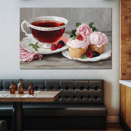 Tea Time Cupcakes and Berries - NicheCanvas