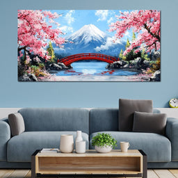 Cherry Blossom Bridge Tranquil Majesty - NicheCanvas