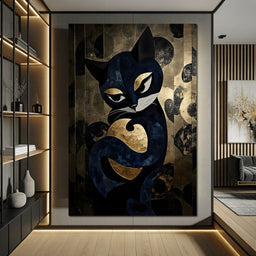 Golden Feline Enchantment - NicheCanvas