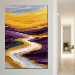 Golden River Through Violet Dunes - NicheCanvas
