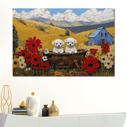 Puppy Adventure in Bloomfields - NicheCanvas