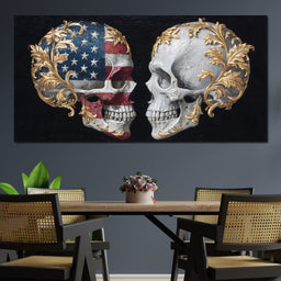 Gilded Patriotic Skull Confront - NicheCanvas