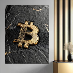 Golden Bitcoin Luxe Marble Icon - NicheCanvas