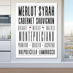 Wine Lover Varietal Typography - NicheCanvas