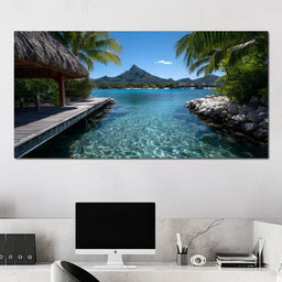 Tranquil Island Paradise Scene - NicheCanvas