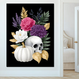 Gothic Floral Skull Elegance - NicheCanvas