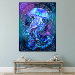 Glowing Jellyfish Ocean Ballet - NicheCanvas