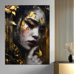 Golden Petal Muse Portrait - NicheCanvas