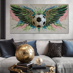 Winged Soccer Ball Watercolor - NicheCanvas