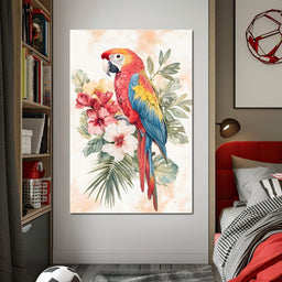 Tropical Parrot Floral Burst - NicheCanvas