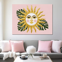 Golden Sunface Tropical Glow - NicheCanvas