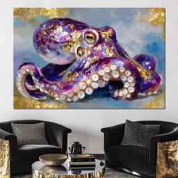Gilded Violet Octopus Dream - NicheCanvas
